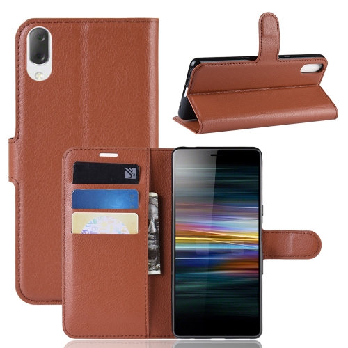 

Litchi Texture Horizontal Flip Leather Case for Sony Xperia L3, with Wallet & Holder & Card Slots (Brown)