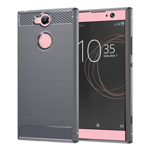 

For Sony Xperia XA2 Brushed Texture Carbon Fiber Shockproof TPU Protective Back Case (Grey)