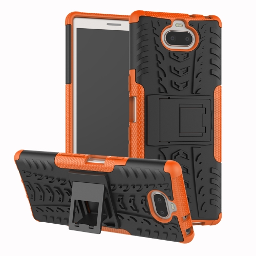 

Tire Texture TPU+PC Shockproof Case for Sony Xperia XA3, with Holder (Orange)