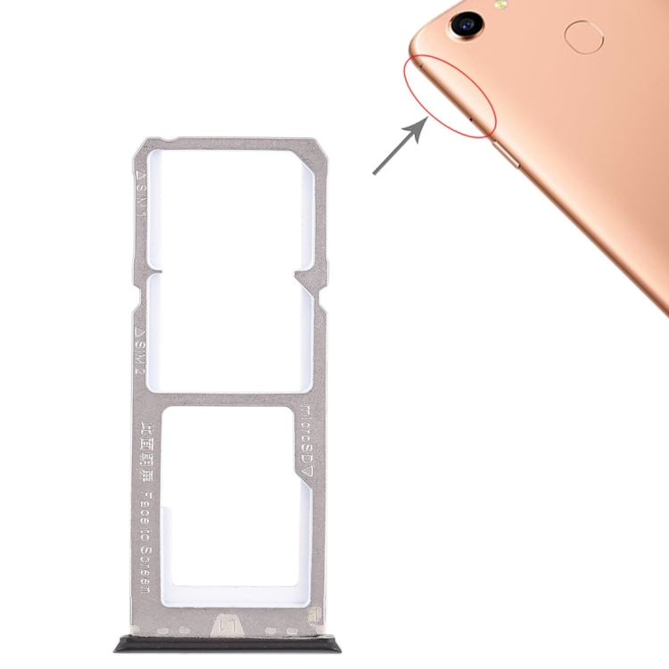 

For OPPO A79 2 x SIM Card Tray + Micro SD Card Tray (Black)