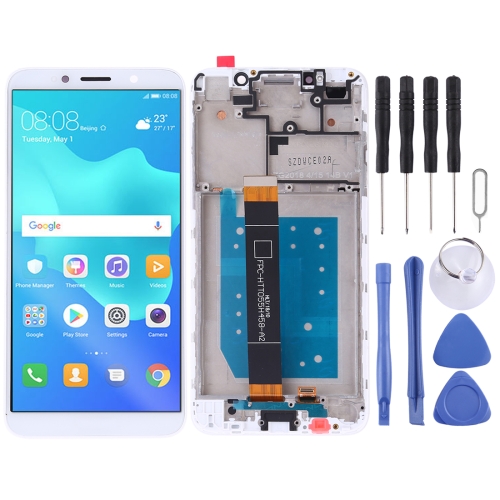 

LCD Screen and Digitizer Full Assembly with Frame for Huawei Y5 Prime (2018)(White)