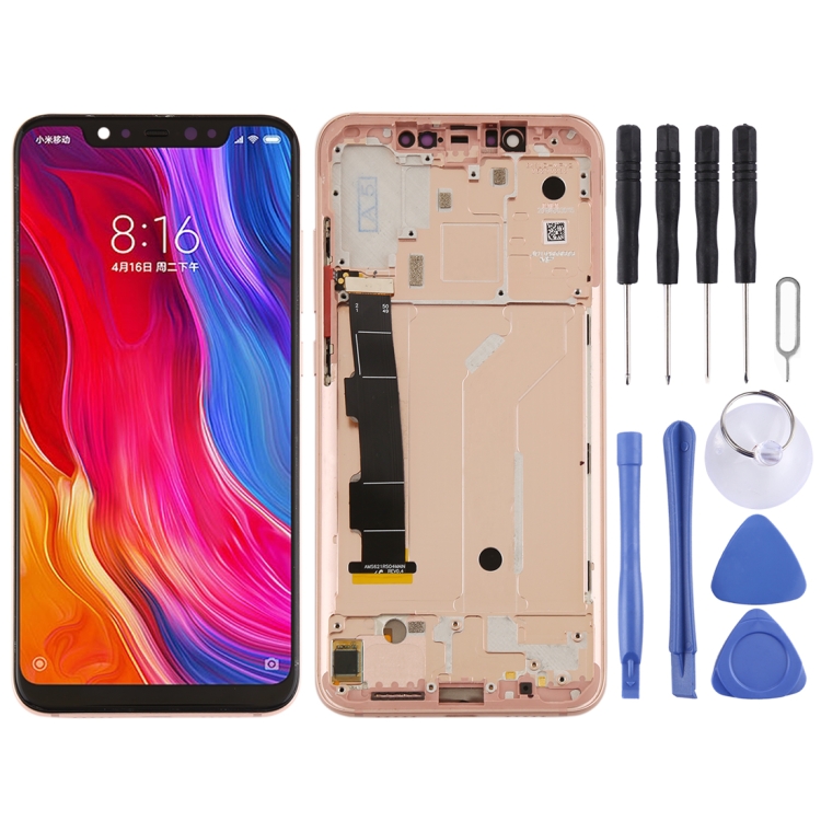 

LCD Screen and Digitizer Full Assembly with Frame & Side Keys for Xiaomi Mi 8(Rose Gold)