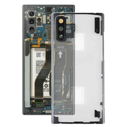 Samsung Galaxy Note 10+ N975 N9750用 透明バッテリーバックカバー カメラレンズカバー付き (透明)