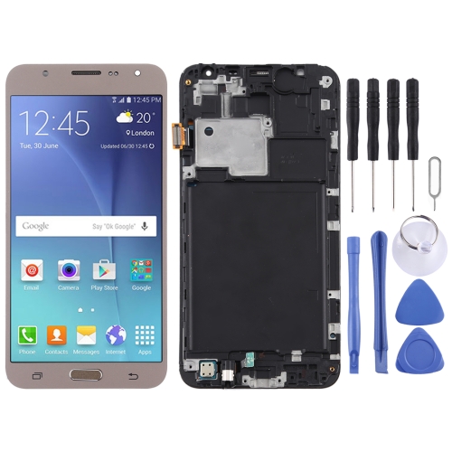 

TFT Material LCD Screen and Digitizer Full Assembly with Frame for Galaxy J7 (2015) / J700F(Gold)