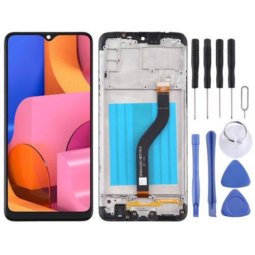 OEM LCD Screen for Samsung Galaxy A20s Digitizer Full Assembly with Frame (Black) aokin hd25 hd35 trigger qc2 0 qc3 0 electronic usb load resistor discharge battery test adjustable current voltage 25w 35w
