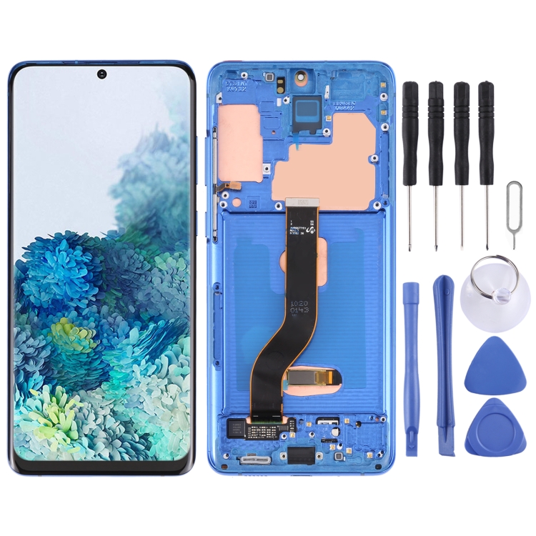 

Original Super AMOLED LCD Screen for Samsung Galaxy S20+ 5G SM-G986B/G985 Digitizer Full Assembly with Frame (Dark Blue)