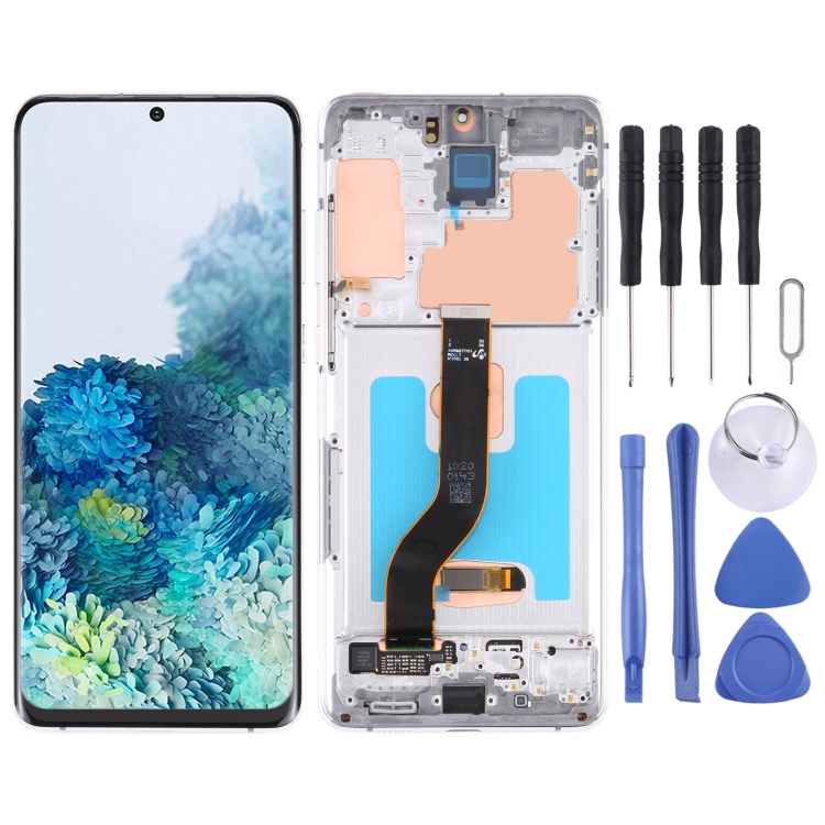 

Original LCD Screen and Digitizer Full Assembly with Frame for Samsung Galaxy S20+ 5G SM-G986B/G985(Silver)