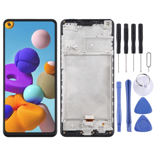 OEM LCD Screen for Samsung Galaxy A21s / SM-A217 Digitizer Full Assembly with Frame (Black) for insta360 x3 puluz metal protective cage rig housing frame with expand cold shoe base