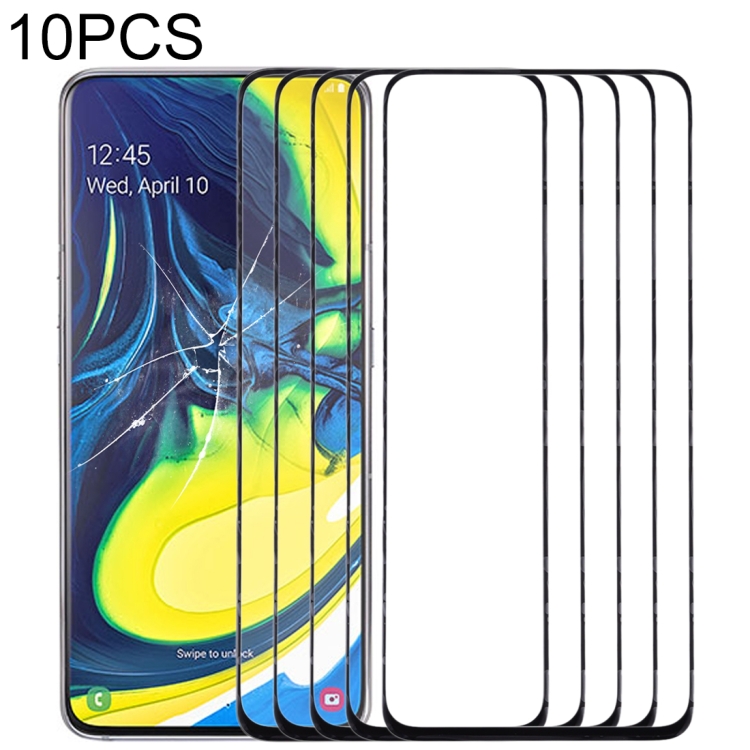 

10 PCS Front Screen Outer Glass Lens for Samsung Galaxy A90 / A80 (Black)