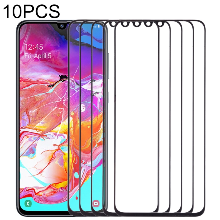 

10 PCS Front Screen Outer Glass Lens for Samsung Galaxy A70 (Black)