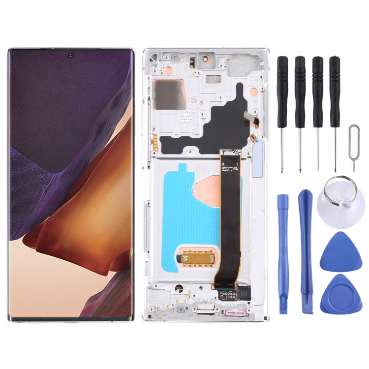 

Original Super AMOLED LCD Screen for Samsung Galaxy Note20 Ultra SM-N986 5G Version Digitizer Full Assembly With Frame (Silver)