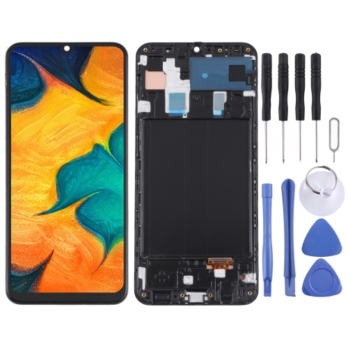 

Original LCD Screen and Digitizer Full Assembly with Frame for Samsung Galaxy A30 SM-A305(Black)
