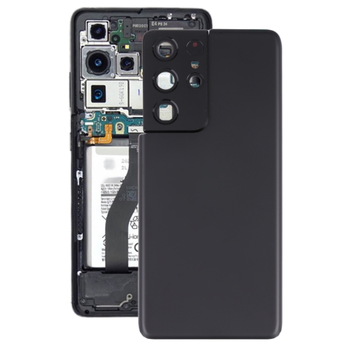 Battery Back Cover with Camera Lens Cover for Samsung Galaxy S21 Ultra 5G(Black)