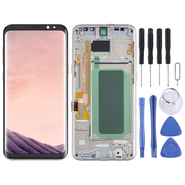 

OLED Material LCD Screen and Digitizer Full Assembly with Frame for Samsung Galaxy S8+ SM-G955(Gold)