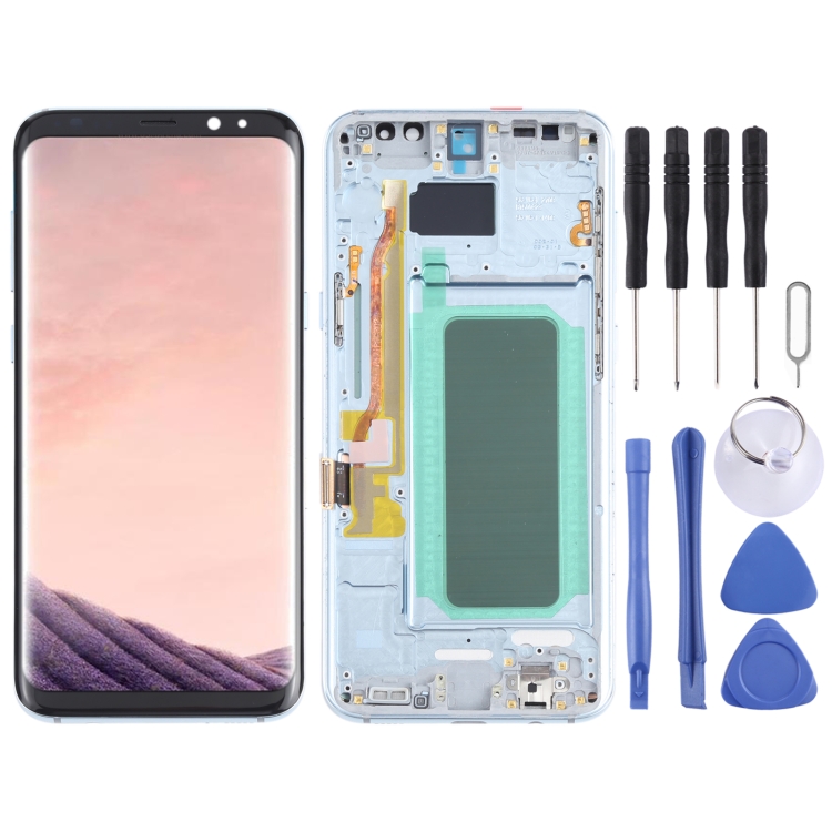 

OLED Material LCD Screen and Digitizer Full Assembly with Frame for Samsung Galaxy S8+ SM-G955(Blue)