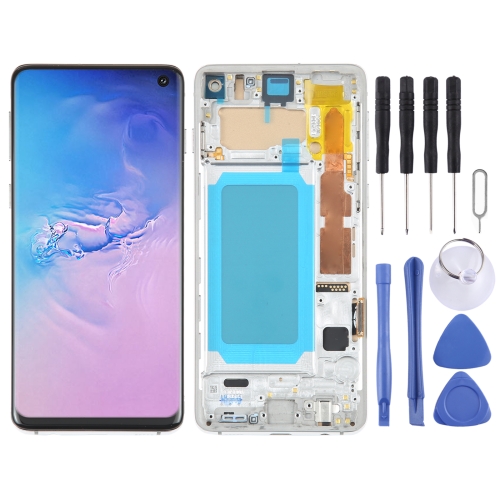 

TFT LCD Screen For Samsung Galaxy S10 SM-G973 Digitizer Full Assembly with Frame,Not Supporting Fingerprint Identification(Silver)