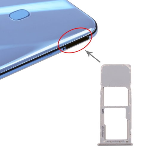 

For Galaxy A20 A30 A50 SIM Card Tray + Micro SD Card Tray (Silver)
