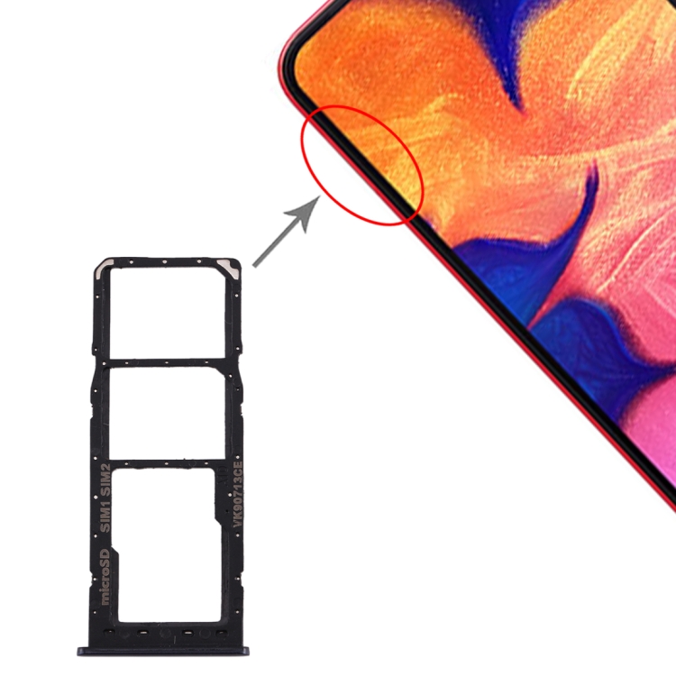 

For Galaxy A10 SIM Card Tray + SIM Card Tray + Micro SD Card Tray (Black)