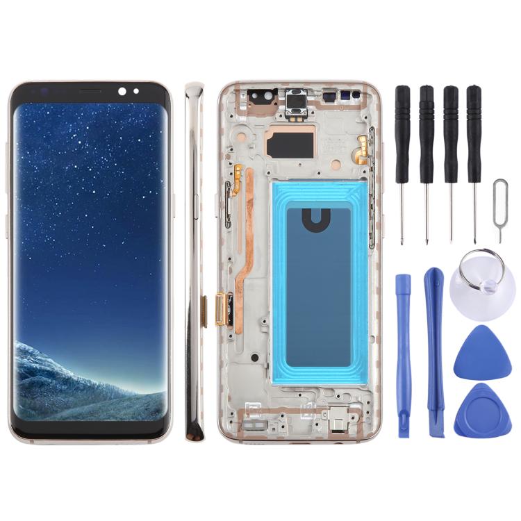 

For Samsung Galaxy S8 SM-G950F 5.7 inch TFT LCD Screen Digitizer Full Assembly with Frame (Gold)