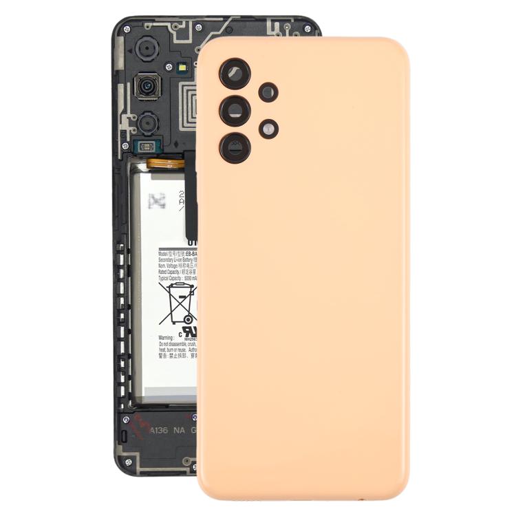 

For Samsung Galaxy A13 SM-A135F Back Cover with Camera Lens Cover(Orange)