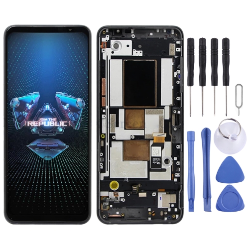 

Original AMOLED LCD Screen for Asus ROG Phone 5 ZS673KS 1B048IN I005DB I005DA Digitizer Full Assembly with Frame（Black)