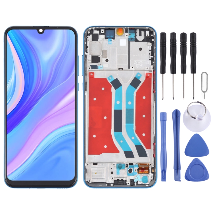 

LCD Screen and Digitizer Full Assembly With Frame for Huawei Y8p (Blue)