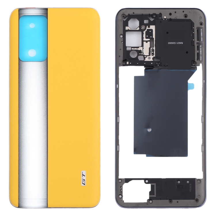 

For OPPO Realme GT RMX2202 Middle Frame Bezel Plate + Battery Back Cover (Yellow)