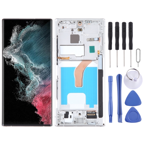 

For Samsung Galaxy S22 Ultra 5G SM-S908B EU Edition 6.78 inch OLED LCD Screen Digitizer Full Assembly with Frame(Silver)