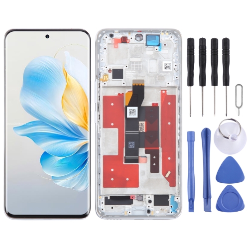 

For Honor 100 Original LCD Screen Digitizer Full Assembly with Frame (Silver)