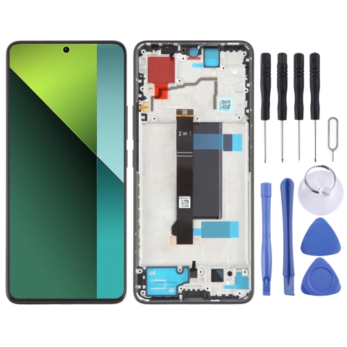 For Xiaomi Redmi Note 13 Pro 5G Original AMOLED Material LCD Screen Digitizer Full Assembly with Frame (Black) motorcycle modified audio speaker waterproof radio for nmax 155 with blue tooth