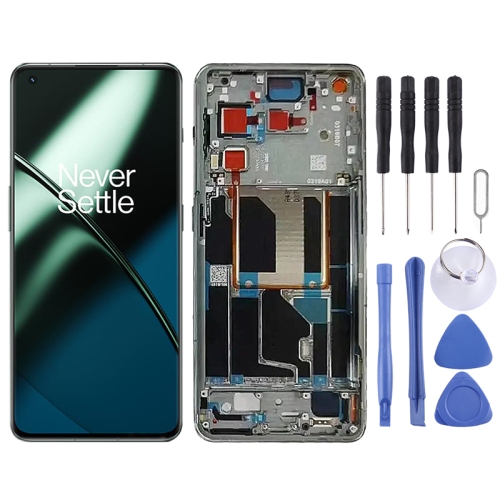 For OnePlus 11 PHB110 CPH2449 CPH2447 Original AMOLED LCD Screen Digitizer Full Assembly with Frame (Gold) pls original lcd screen for samsung galaxy a04e sm a042 with digitizer full assembly