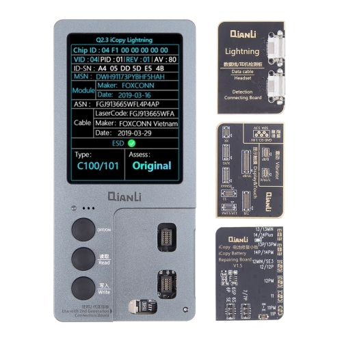 Voor iPhone 6 - 14 Pro Max 3 in 1 Qianli iCopy Plus 2.2 Reparatie Detectie Programmeur Set, Plug: EU