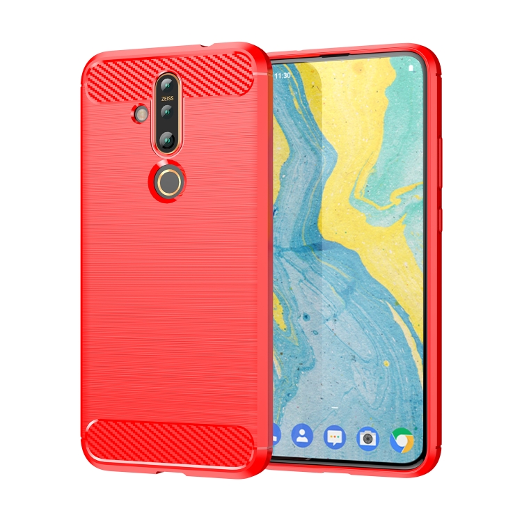 

Brushed Texture Carbon Fiber TPU Case for Nokia 6.2 / X71(Red)