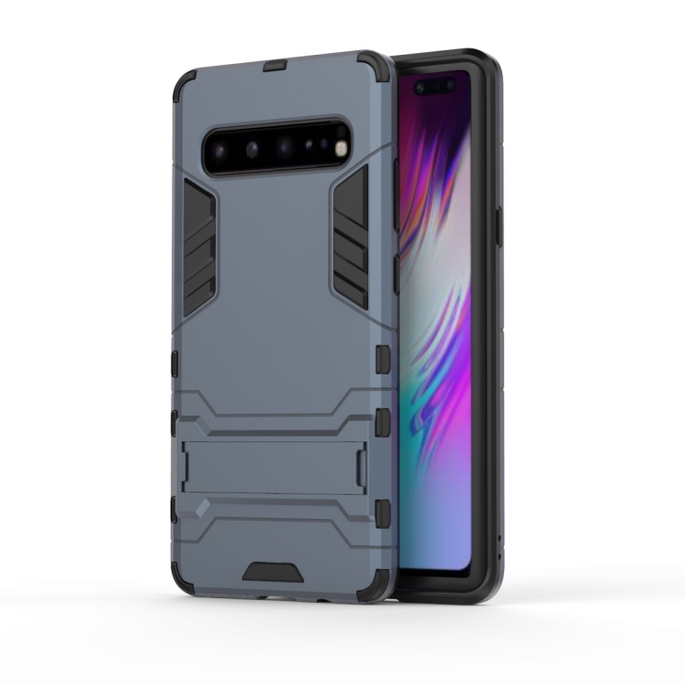 

Shockproof PC + TPU Case for Galaxy S10 5G, with Holder(Navy Blue)