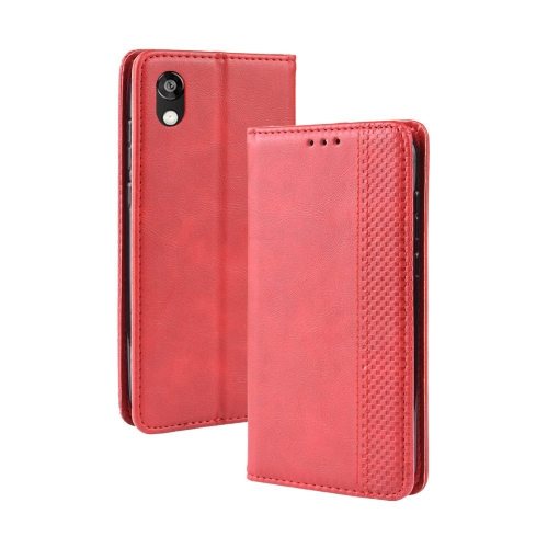 

Magnetic Buckle Retro Crazy Horse Texture Horizontal Flip Leather Case for Huawei Y5 (2019), with Holder & Card Slots & Photo Frame(Red)