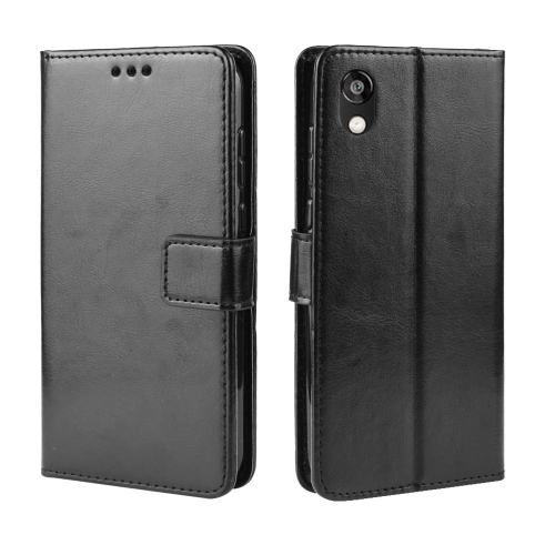 

Retro Crazy Horse Texture Horizontal Flip Leather Case for Huawei Honor 8S, with Holder & Card Slots & Photo Frame(Black)