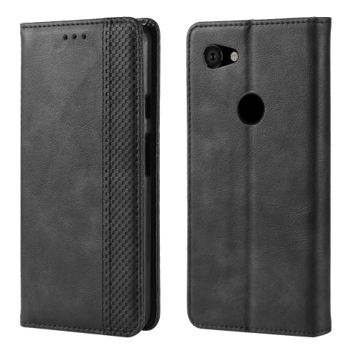 

Magnetic Buckle Retro Crazy Horse Texture Horizontal Flip Leather Case for Google Pixel 3a , with Holder & Card Slots & Photo Frame(Black)
