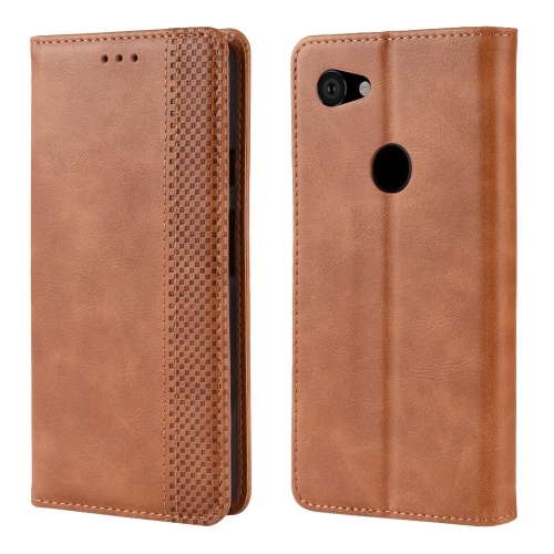 

Magnetic Buckle Retro Crazy Horse Texture Horizontal Flip Leather Case for Google Pixel 3a , with Holder & Card Slots & Photo Frame(Brown)
