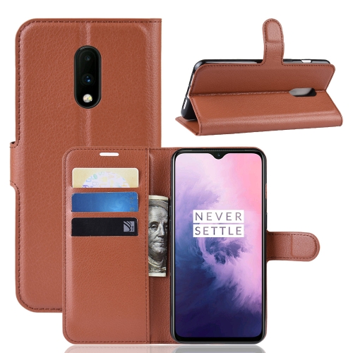 

Litchi Texture Horizontal Flip Leather Case for OnePlus 7, with Holder & Card Slots & Wallet(Brown)