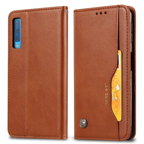 

Knead Skin Texture Horizontal Flip Leather Case for Galaxy A50 , with Photo Frame & Holder & Card Slots & Wallet(Brown)