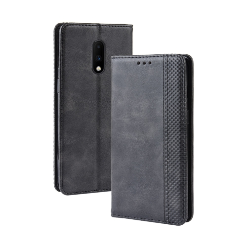 

Magnetic Buckle Retro Crazy Horse Texture Horizontal Flip Leather Case for OnePlus 7, with Holder & Card Slots & Photo Frame(Black)