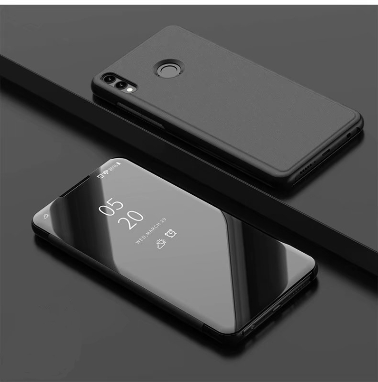 

Electroplating Mirror Horizontal Flip Leather Case for Xiaomi Redmi Note 7/Redmi Note 7 Pro with Holder(Black)