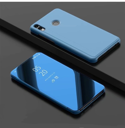 

Electroplating Mirror Horizontal Flip Leather Case for Xiaomi Redmi Note 7/Redmi Note 7 Pro with Holder(Sky blue)