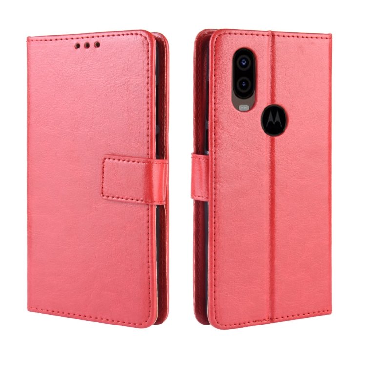

Retro Crazy Horse Texture Horizontal Flip Leather Case for Motorola MOTO One Vision, with Holder & Card Slots & Photo Frame(Red)