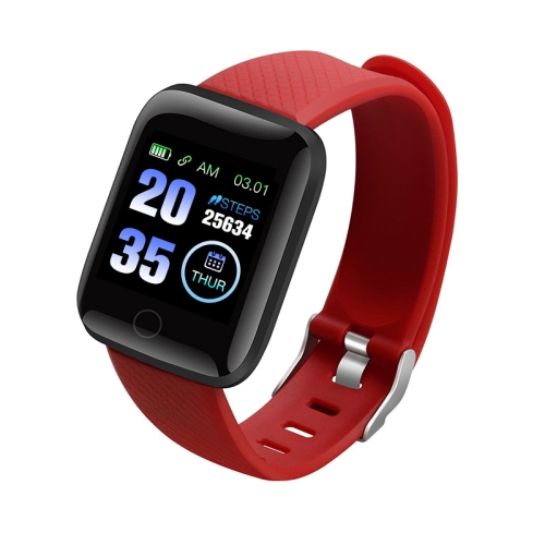 

116plus 1.3 inch Color Screen Smart Bracelet IP67 Waterproof, Support Call Reminder/ Heart Rate Monitoring /Blood Pressure Monitoring/ Sleep Monitoring/Excessive Sitting Reminder/Blood Oxygen Monitoring(Red)
