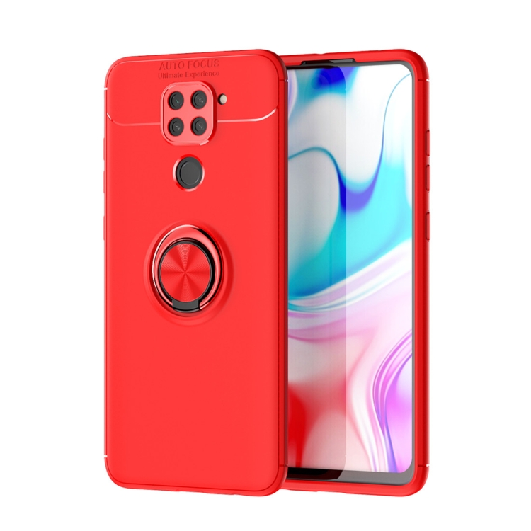 

For Xiaomi Redmi Note 9 Metal Ring Holder 360 Degree Rotating TPU Case(Red+Red)