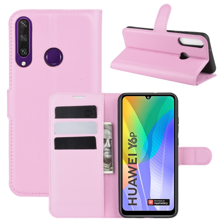 

For Huawei Y6p Litchi Texture Horizontal Flip Protective Case with Holder & Card Slots & Wallet(Pink)