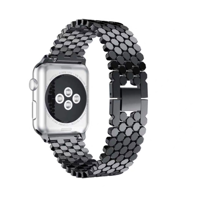 

For Apple Watch Series 7 41mm / 6 & SE & 5 & 4 40mm / 3 & 2 & 1 38mm Honeycomb Stainless Steel Strap(black)