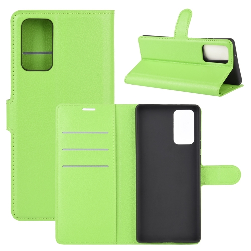 

For Samsung Galaxy Note20 Litchi Texture Horizontal Flip Protective Case with Holder & Card Slots & Wallet(Green)