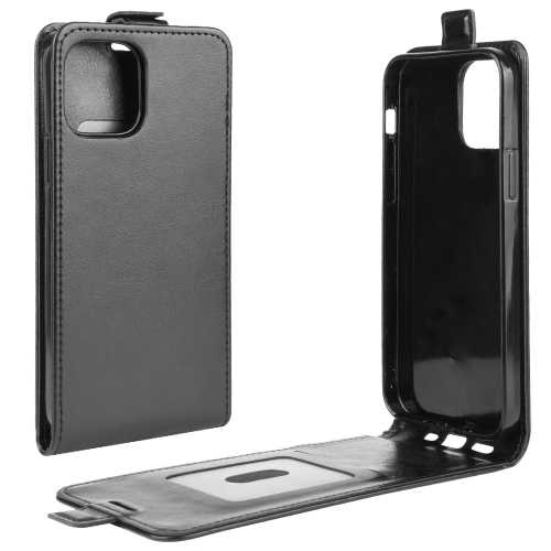 

For iPhone 12 / 12 Pro R64 Texture Single Vertical Flip Leather Protective Case with Card Slots & Photo Frame(Black)